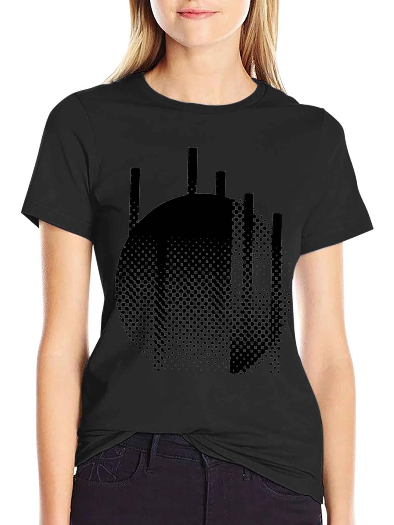 Abstract Circle Graphic Tee - Modern Black T-Shirt