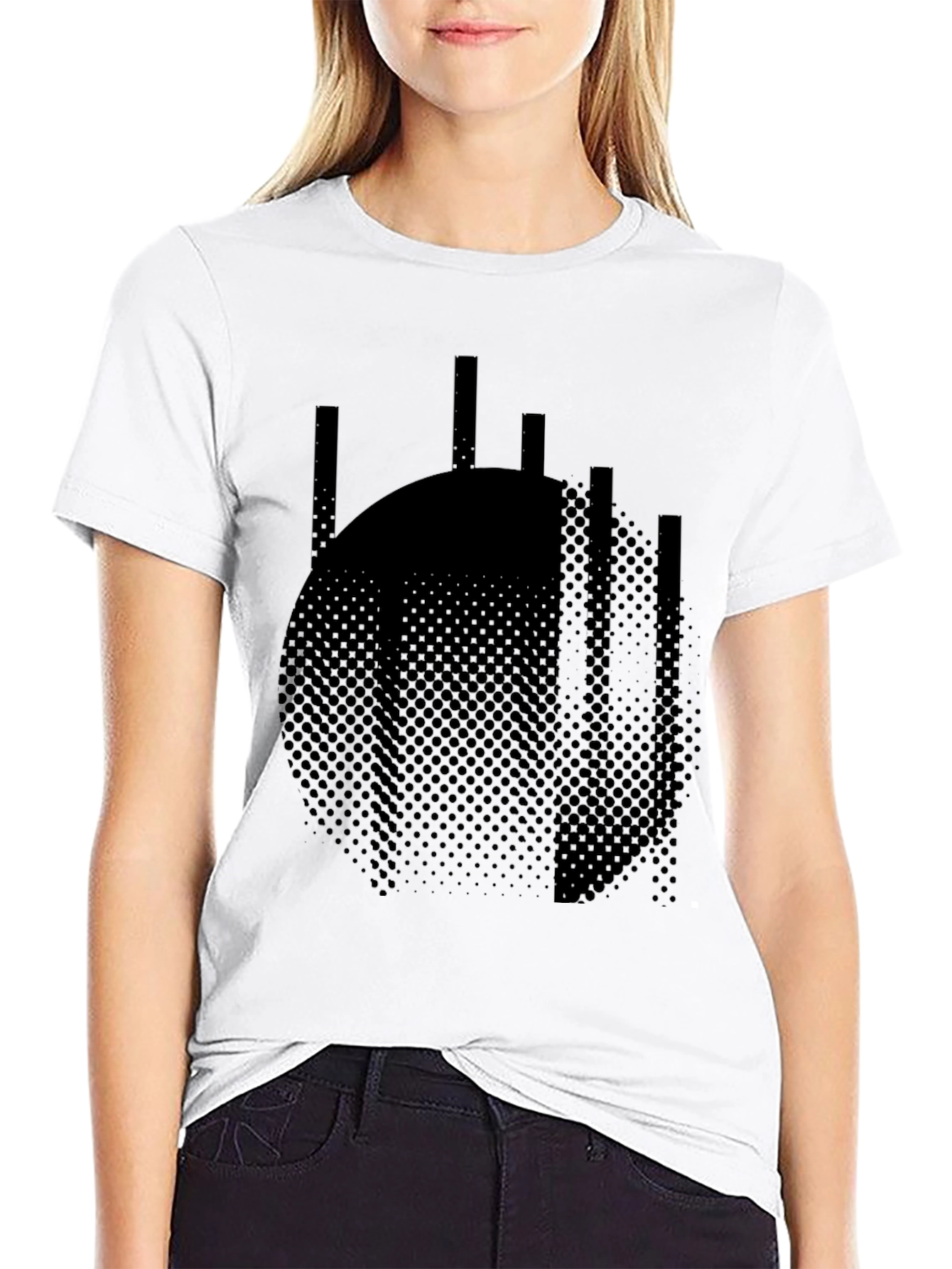 Abstract Circle Graphic Tee - Modern Black T-Shirt