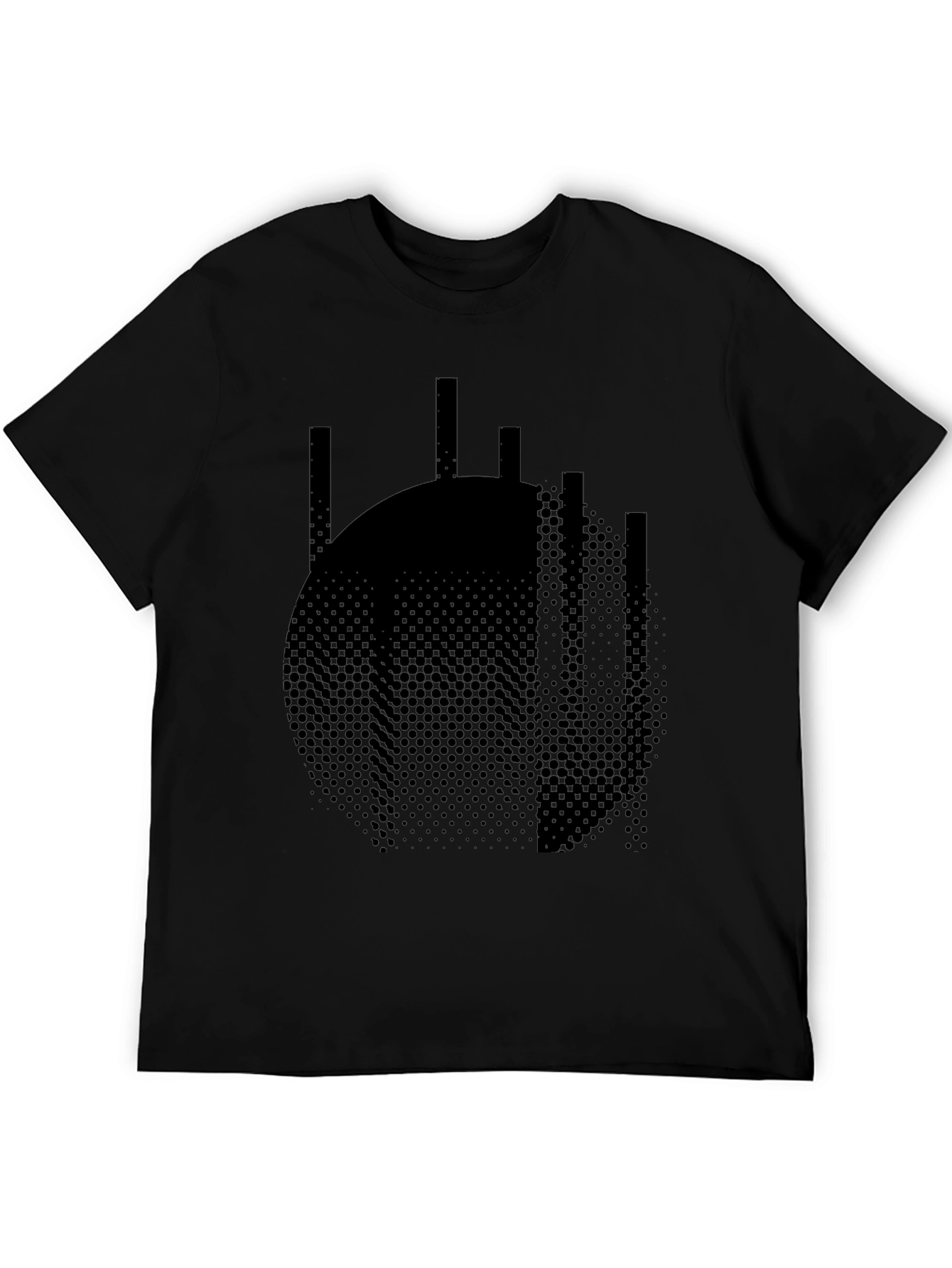 Abstract Circle Graphic Tee - Modern Black T-Shirt