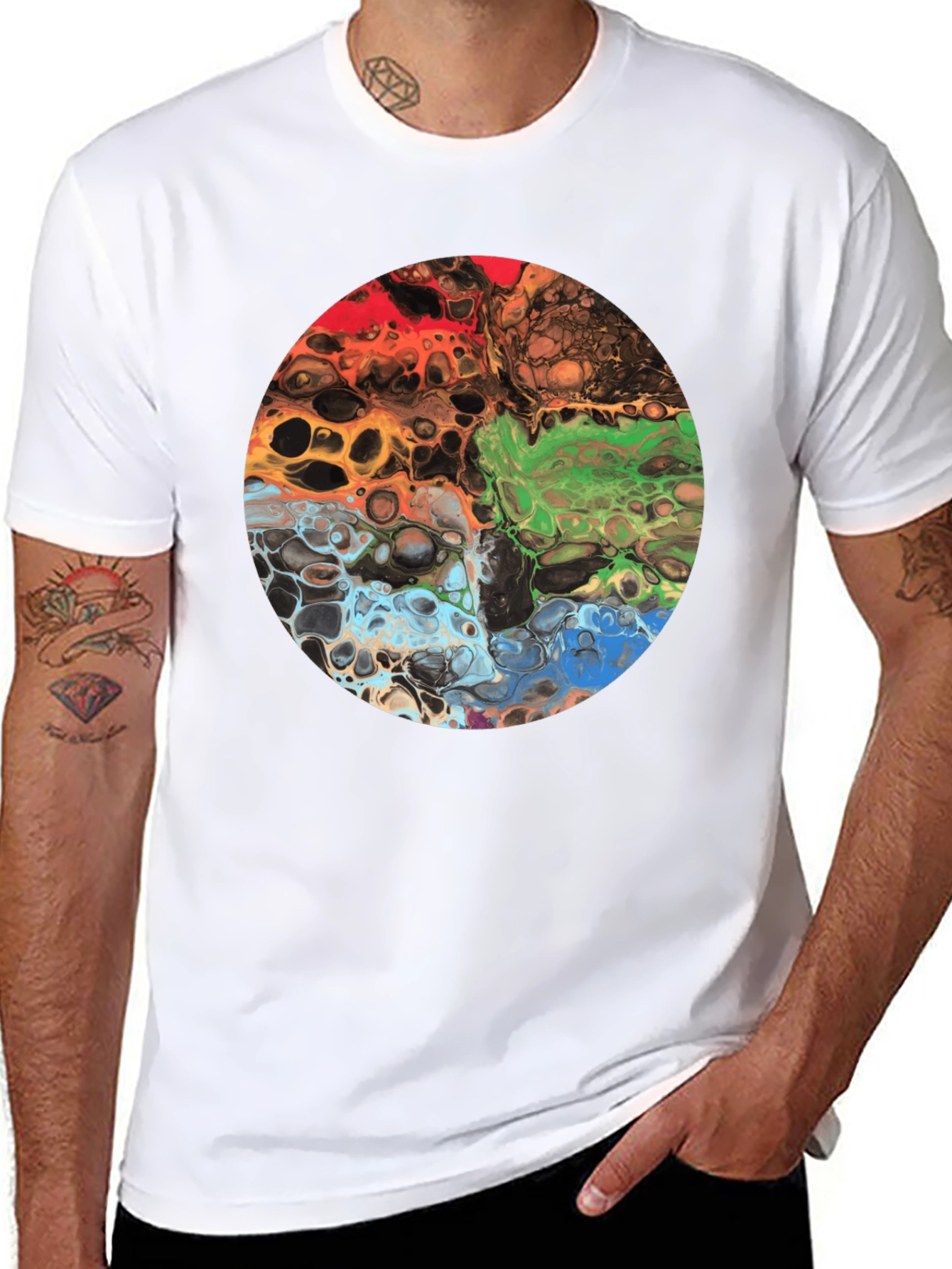 Abstract Art Circle Graphic Black T-Shirt