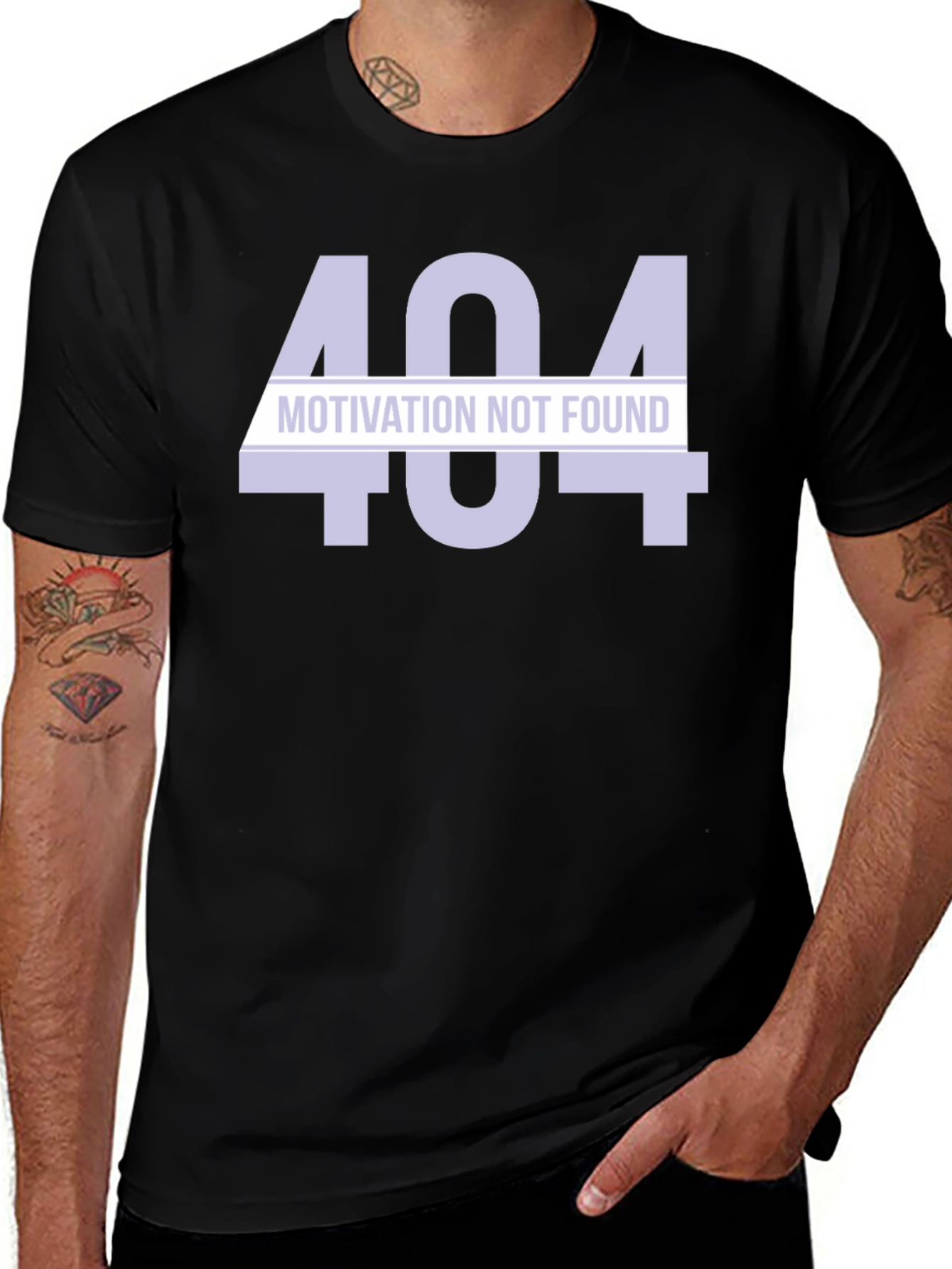 404 Motivation Not Found Black T-Shirt
