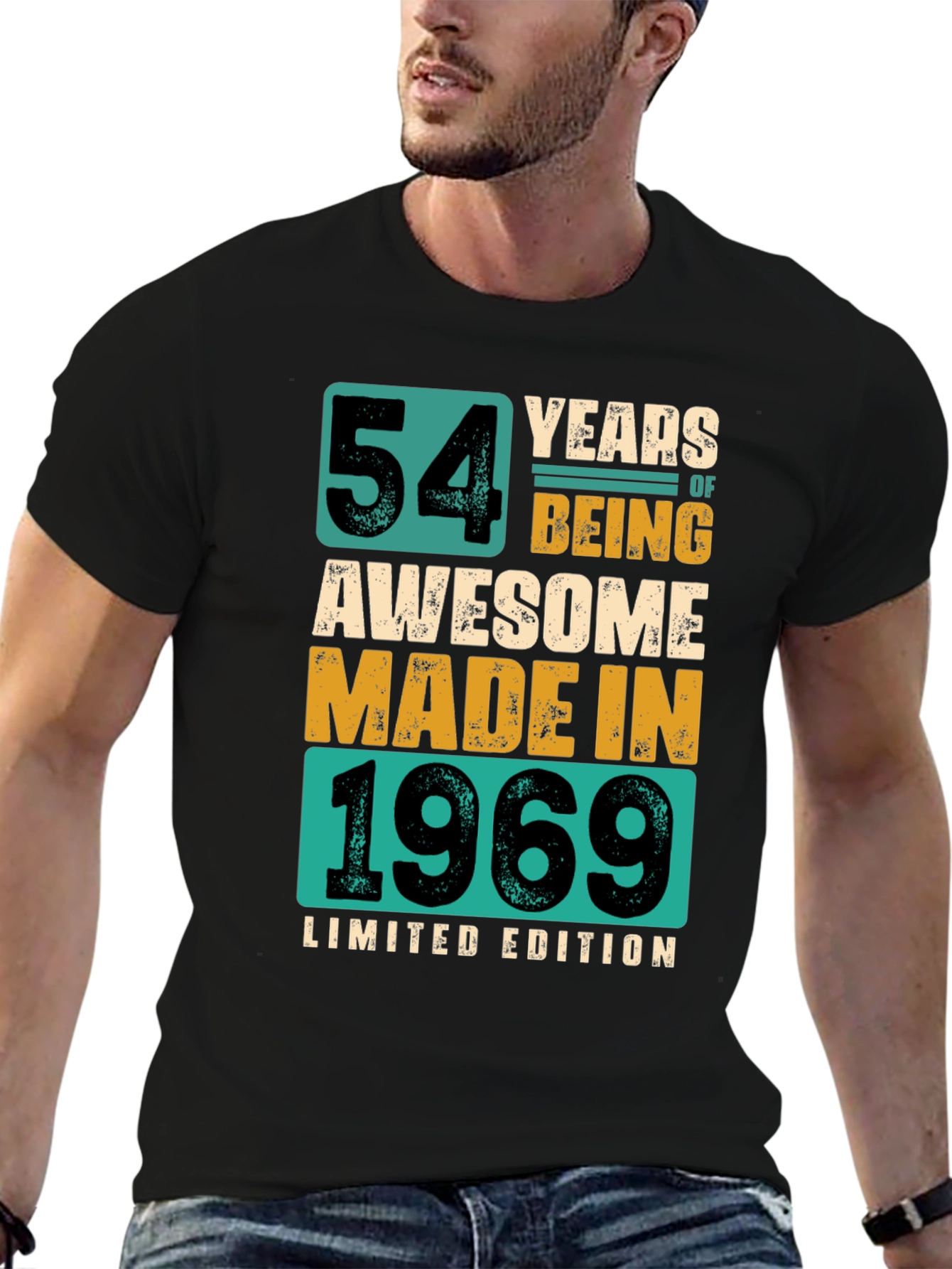 54 Years Awesome Made in 1969 Limited Edition Black T-Shirt