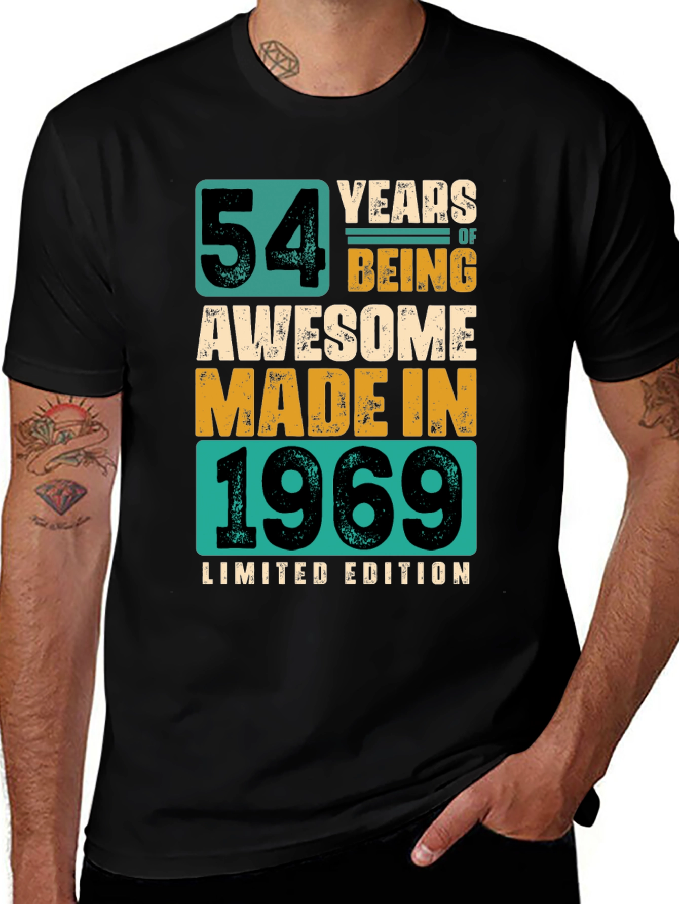 54 Years Awesome Made in 1969 Limited Edition Black T-Shirt
