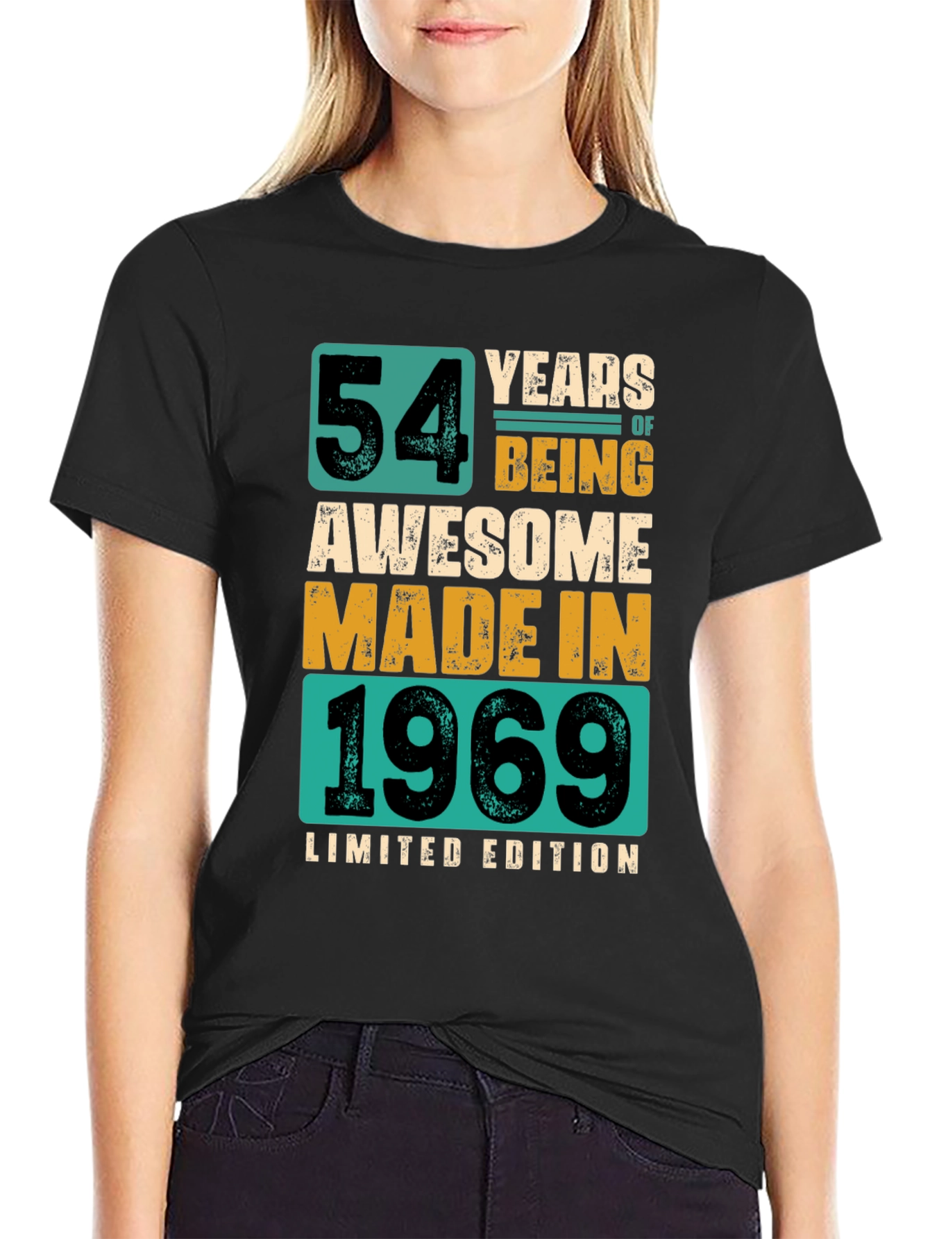 54 Years Awesome Made in 1969 Limited Edition Black T-Shirt