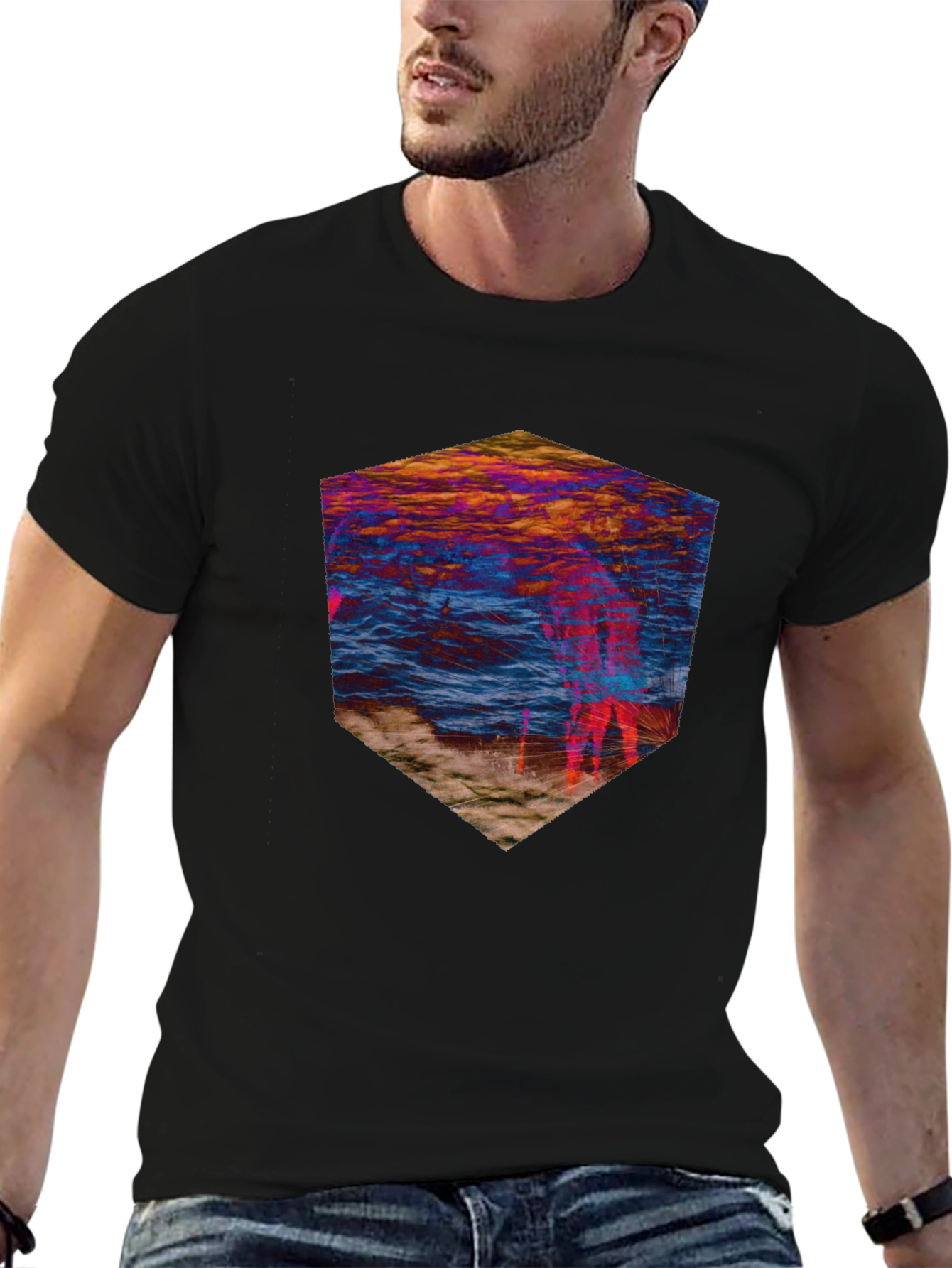 Abstract Beach Scene Graphic Tee
