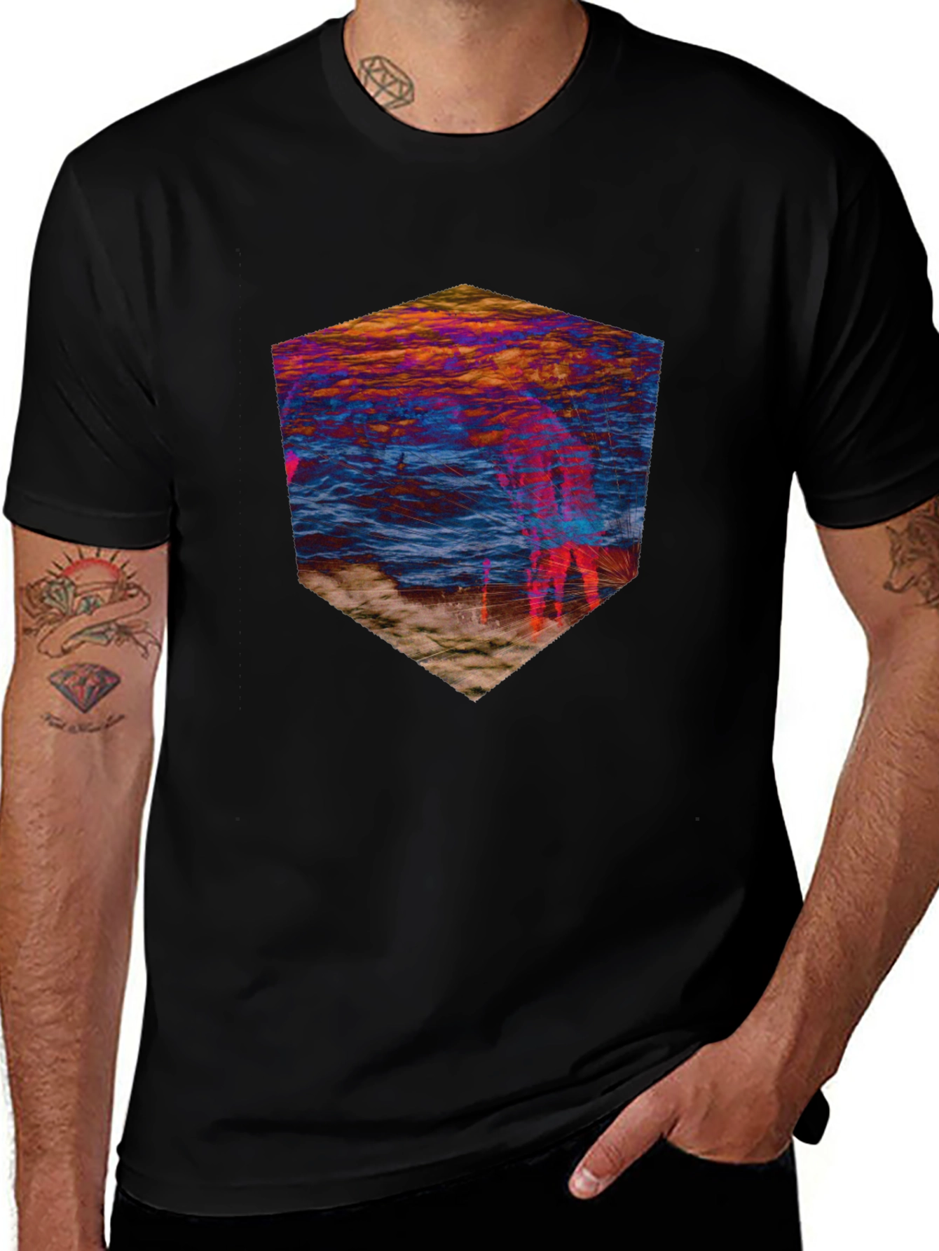 Abstract Beach Scene Graphic Tee